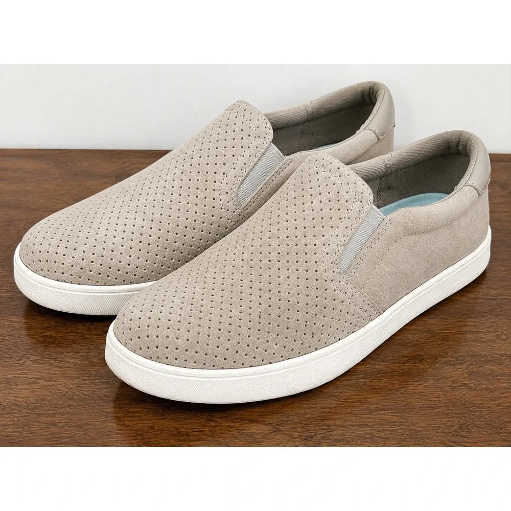 Dr. Scholl's Be Free Beige Perforated Slip-On Sneakers Comfort Shoes Women's
